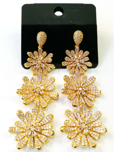 GODKI Luxury Women Wedding Dubai Brass With Gold Plated Fashion Flower Earrings