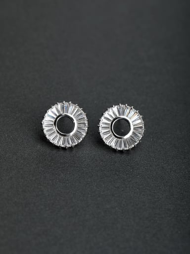 Zircon round 925 silver Stud earrings
