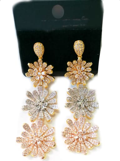 GODKI Luxury Women Wedding Dubai Copper With Mix  Plated Fashion Flower Earrings