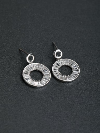 Zircon  round 925 silver Stud earrings