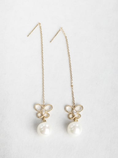 Bow tie Imitation pearls Threader Earrings