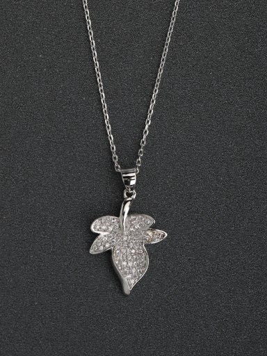 Full drilled maple leaf 925 silver necklaces