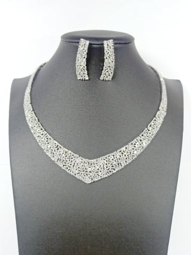 GODKI Luxury Women Wedding Dubai Copper With White Gold Plated Fashion Triangle 2 Piece Jewelry Set