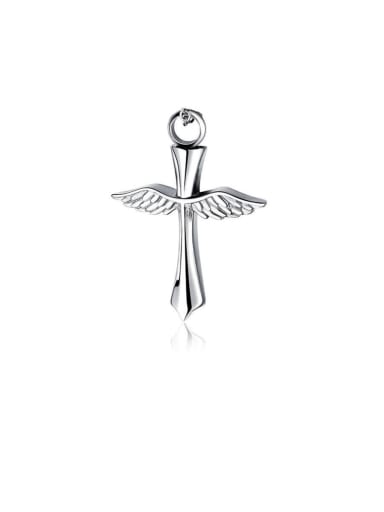 316L Surgical Steel With Platinum Plated Personality Angel Wings Cross Men's  Pendants
