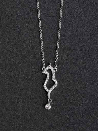 Micro inlay Zircon Abstraction horse 925 Silver Necklaces