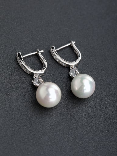 Micro inlay Zircon Imitation pearls 925 silver clip on earrings