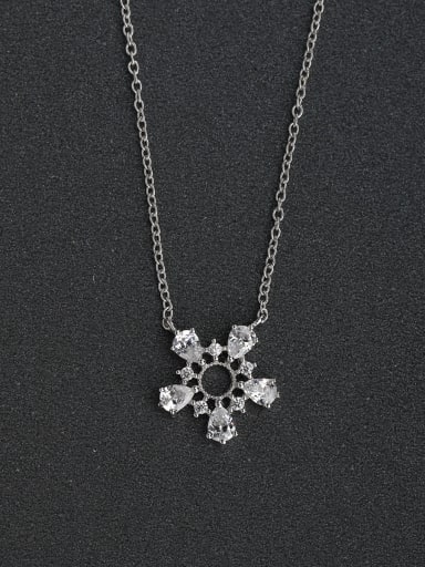 Simple sunflower zircon 925 silver necklace
