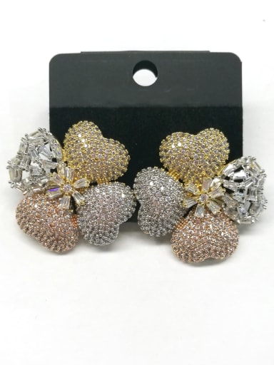 GODKI Luxury Women Wedding Dubai Copper With Mix Plated Romantic Heart Earrings