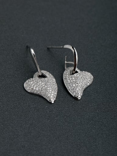 Micro inlay Zircon Love heart 925 silver Drop Earrings
