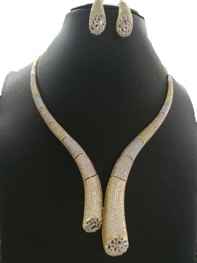 GODKI Luxury Women Wedding Dubai Copper With Mix Plated Fashion Fringe 2 Piece Jewelry Set