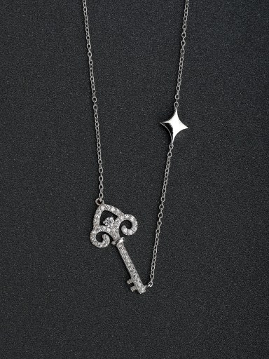 Micro inlay Zircon key Silver Necklaces