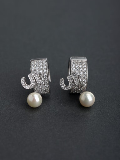 Micro inlay Zircon number 5 925 silver Drop Earrings