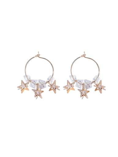 Alloy With Gold Plated Fashion Star Hoop Earrings