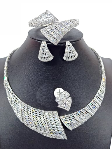 GODKI Luxury Women Wedding Dubai Copper With White Gold Plated Exaggerated Geometric Jewelry Sets