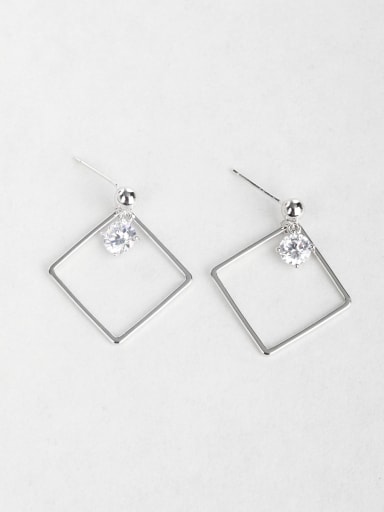Zircon square Copper inlaid platinum Drop Earrings