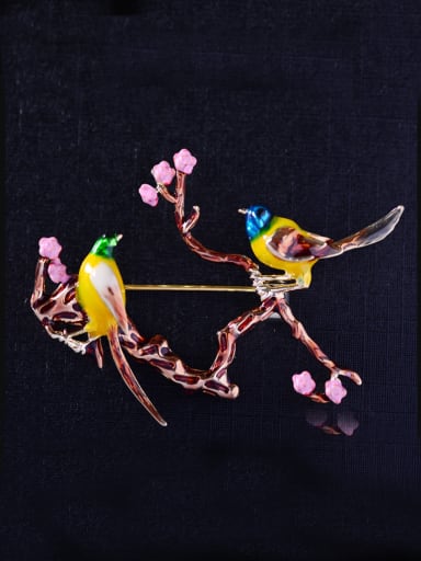 custom Copper With color Enamel Cute Bird Animal Brooches