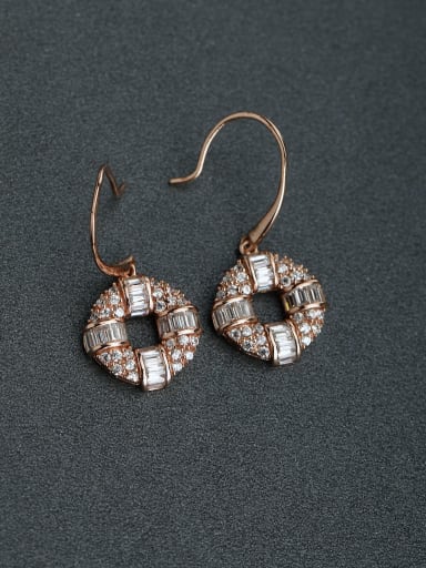 Micro inlay Zircon  Bronze coins 925 silver Hook earrings