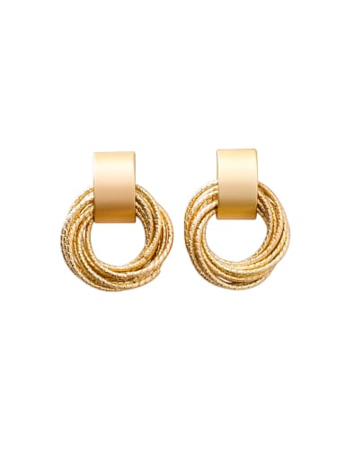 Alloy With Gold Plated Personality geometric Round Stud Earrings