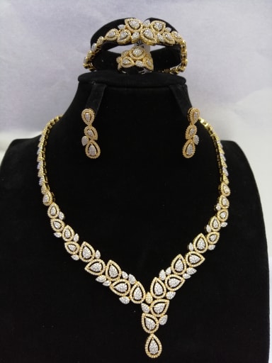 GODKI Luxury Women Wedding Dubai Copper With MIX Plated Trendy Water Drop 4 Piece Jewelry Set