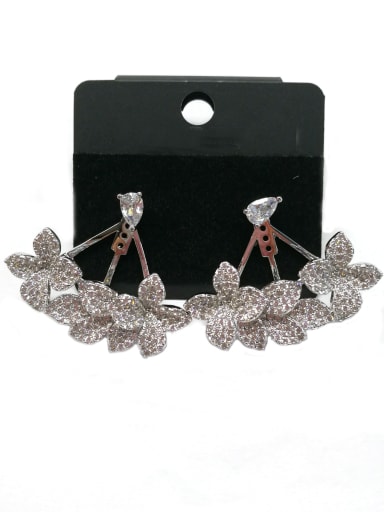 GODKI Luxury Women Wedding Dubai Copper With White Gold Plated Fashion Leaf Earrings