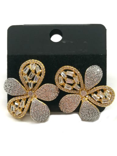 GODKI Luxury Women Wedding Dubai Copper With Mix Plated Delicate Flower Earrings