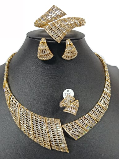 GODKI Luxury Women Wedding Dubai Copper With Gold Plated Exaggerated Geometric Jewelry Sets