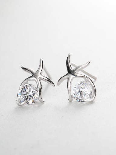 Shiny zircon Fishstar Stud Earrings