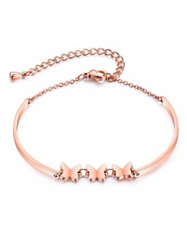 Stainless Steel With Rose Gold Plated Lady Butterfly Bracelets
