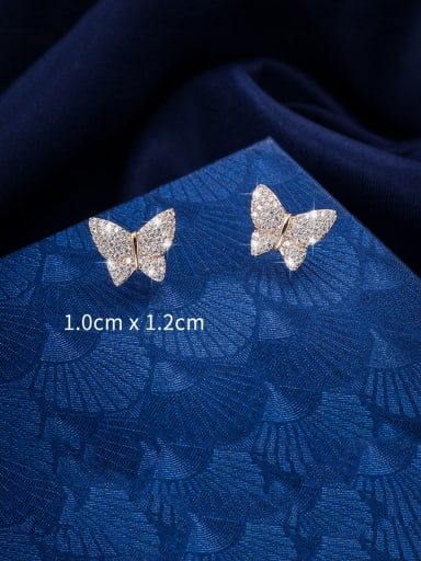 Copper With Platinum Plated Cute Butterfly Stud Earrings