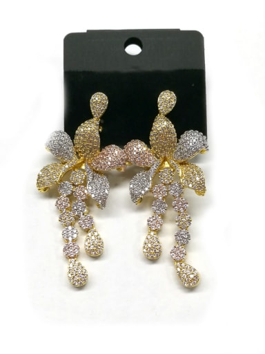 GODKI Luxury Women Wedding Dubai Copper With Mix Plated Trendy Flower Earrings