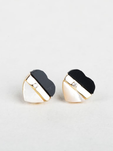 Shell heart zircon cuff earrings