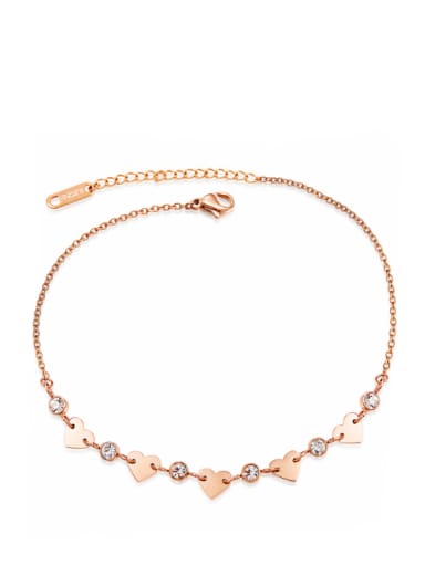 Stainless Steel With Rose Gold Plated Fashion Heart Anklets