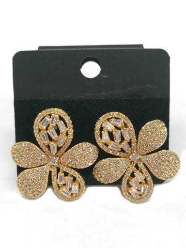 GODKI Luxury Women Wedding Dubai Copper With Gold Plated Delicate Flower Earrings