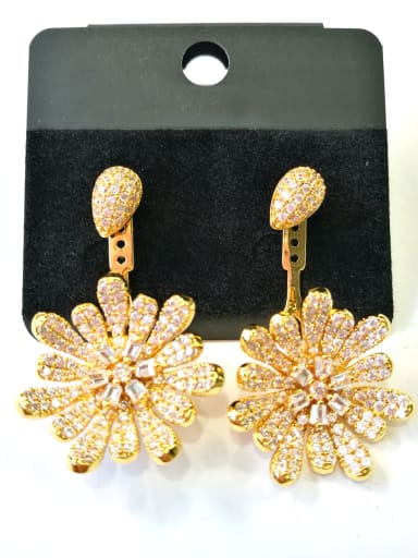 GODKI Luxury Women Wedding Dubai Copper With Gold Plated Fashion Flower Earrings