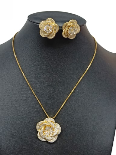 GODKI Luxury Women Wedding Dubai Copper With White Gold Plated Fashion Flower Jewelry Sets