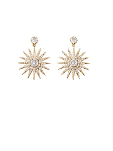 Alloy With Cubic Zirconia Personality Flower Drop Earrings