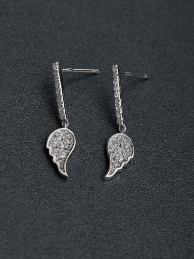 Elegant Micro inlay Zircon Angel Wings 925 silver Stud earrings