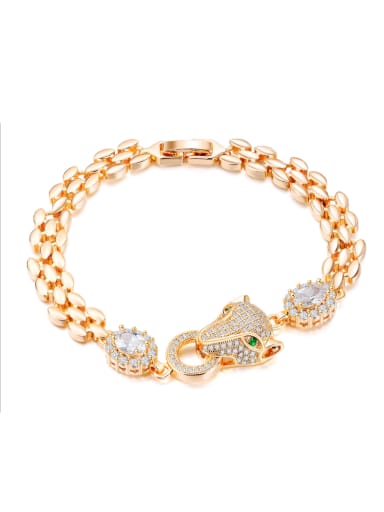 Copper With 18k Gold Plated Personality Animal leopard Bracelets