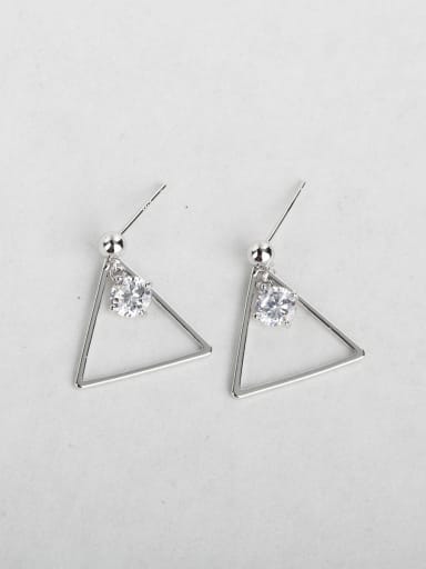 Simple triangle Zircon Copper inlaid platinum Drop Earrings