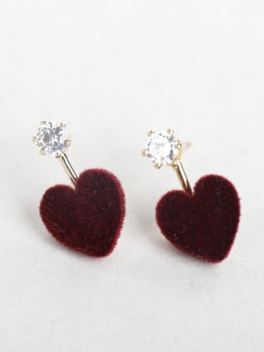 Rhinestone red Plush love Stud Earrings