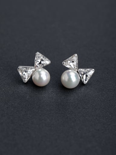 Elegant Imitation pearls 925 silver Stud earrings
