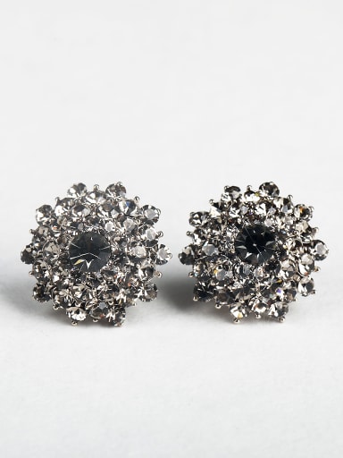 Black zircon Round Cluster Earrings