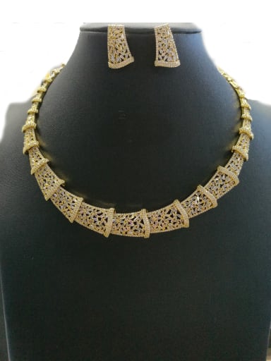 GODKI Luxury Women Wedding Dubai Copper With Gold Plated Fashion Geometric 2 Piece Jewelry Set