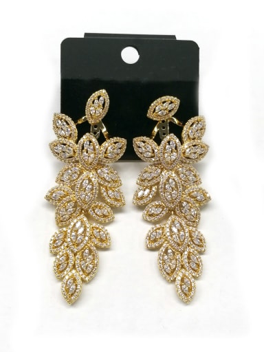 GODKI Luxury Women Wedding Dubai Copper With Gold Plated Classic Leaf Earrings