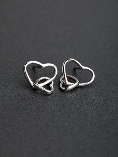 Minimalist style heart 925 silver Stud earrings