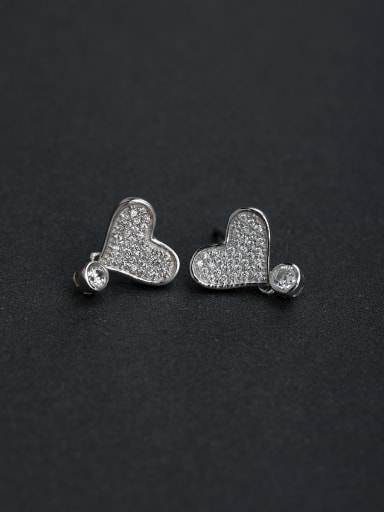 Elegant Micro inlay Zircon Heart  love 925 silver Stud earrings