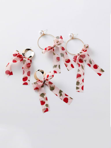 Alloy With Imitation Gold Plated Romantic Print Ribbon Bowknot Drop Earrings