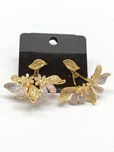 GODKI Luxury Women Wedding Dubai Copper With Mix Plated Fashion Flower Earrings