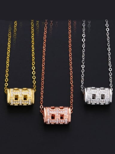 Copper With Cubic Zirconia Fashion Geometric Necklaces