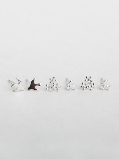 bird fishstar snowflake Shiny zircon Stud Earrings